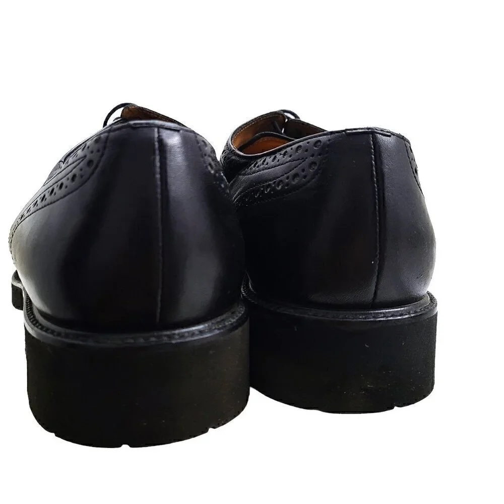Bally Black Leather Derby Brogue Wingtip Oxford Shoes Lace Up